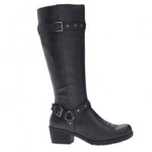 b.o.c. CAM Tall Knee-High Black Leather Studded Biker Moto Boots Size 10 NIB